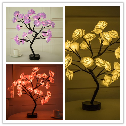 Rose Flower Lamp USB Battery Operated LED Table Lamp