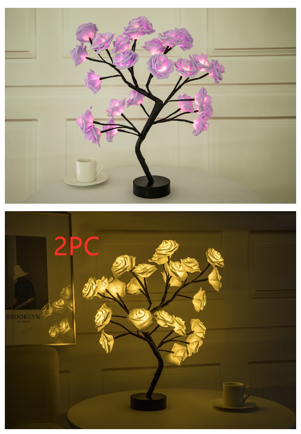 Rose Flower Lamp USB Battery Operated LED Table Lamp