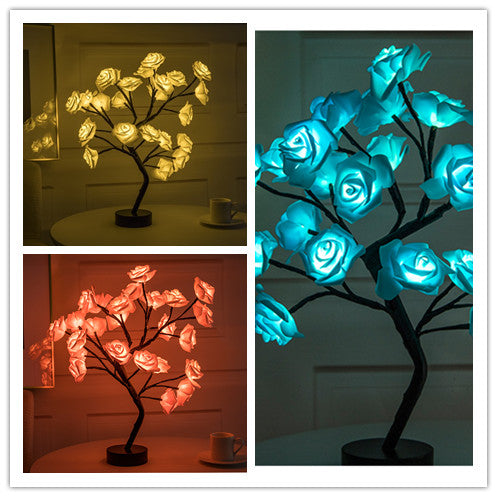 Rose Flower Lamp USB Battery Operated LED Table Lamp