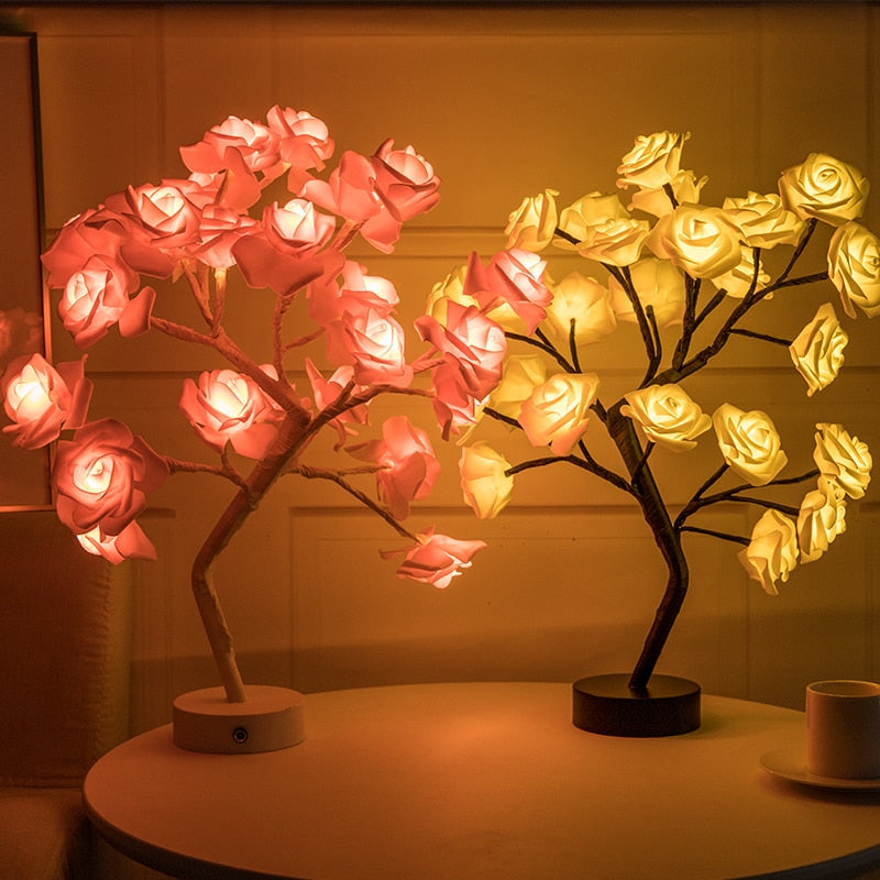 Rose Flower Lamp USB Battery Operated LED Table Lamp